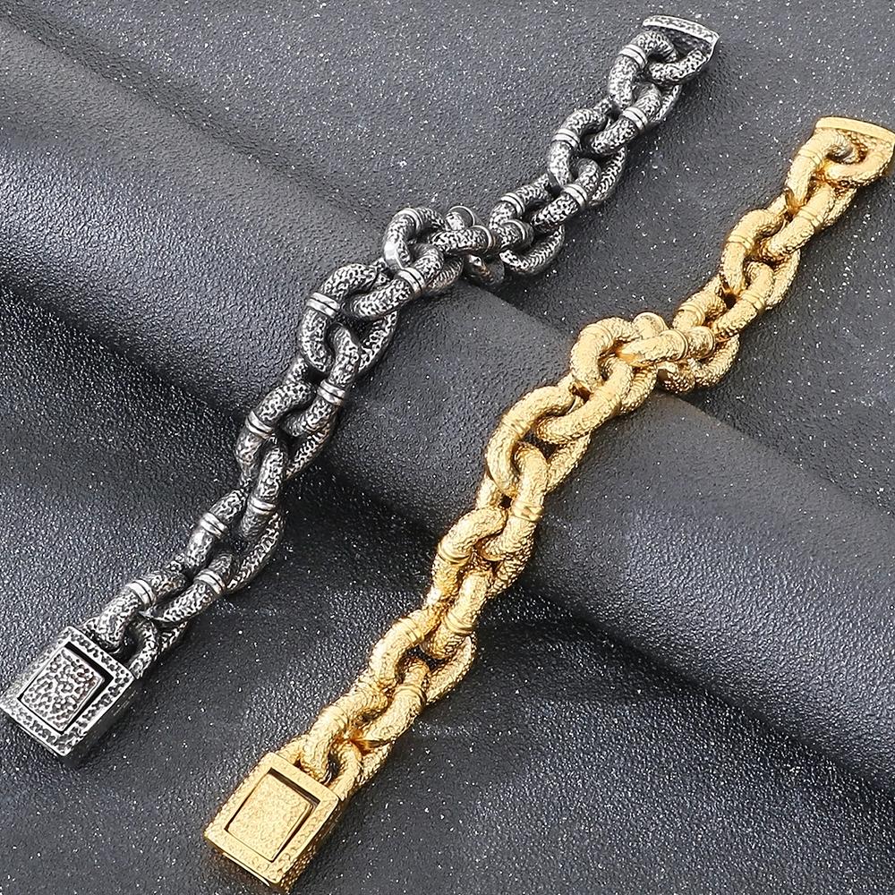Massive 16mm Wide Link Man Bracelet for Men Vintage 316l Stainless Steel Men's Chain Bracelets Punk Jewelry Male Christmas Gifts