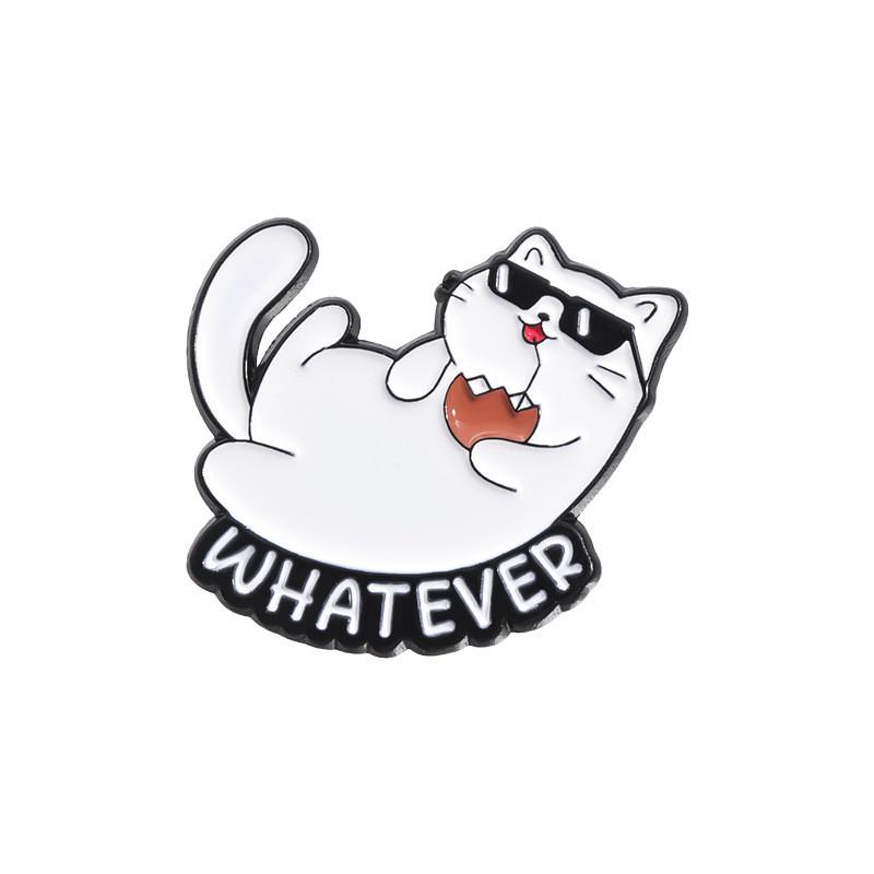 Unique Cartoon Lazy Cat Brooch Creative Flame Design Badge For Decoration Stylish