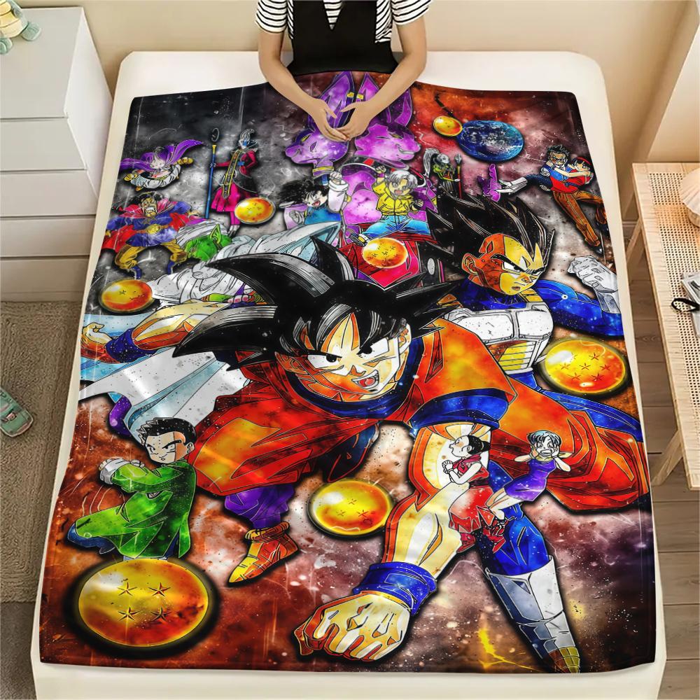 Son Goku Anime Print Flannel Blanket, Suitable for Bedrooms, Sofas, Beds, Chairs, Picnics, Travel -HE31