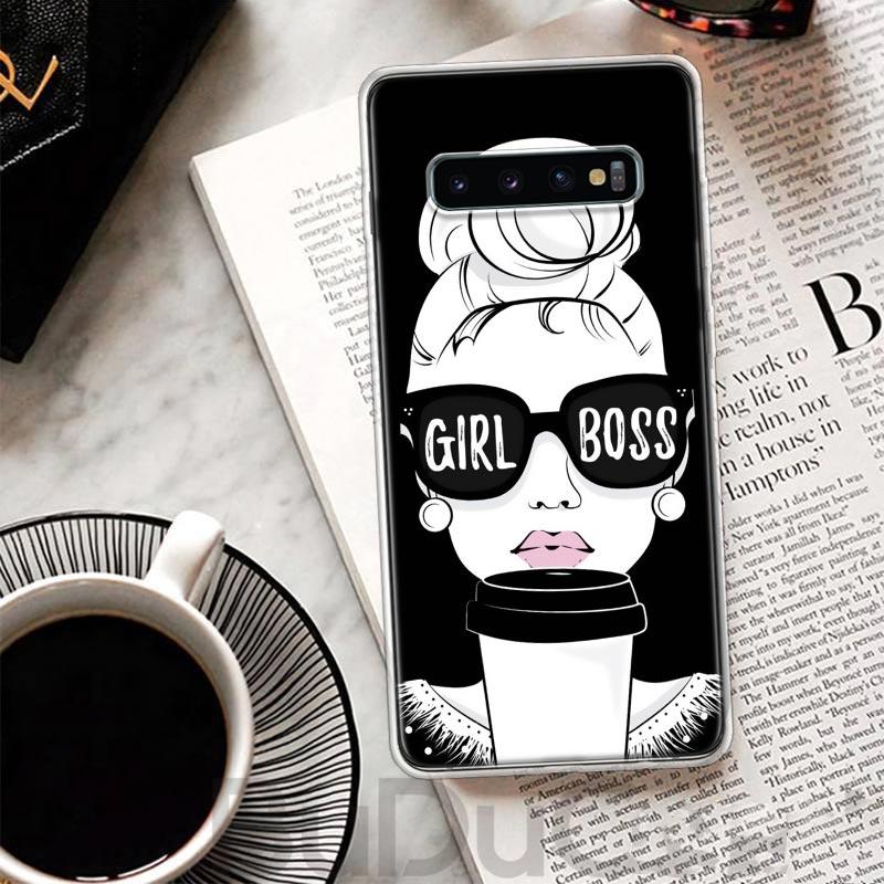 

Princess Female Boss Coffee Cover For Samsung Galaxy M12 M21 M30S M31 M32 Phone Case M51 M52 Note 20 Ultra 10 Plus 9 8 J4 J6 + J Samsung M12