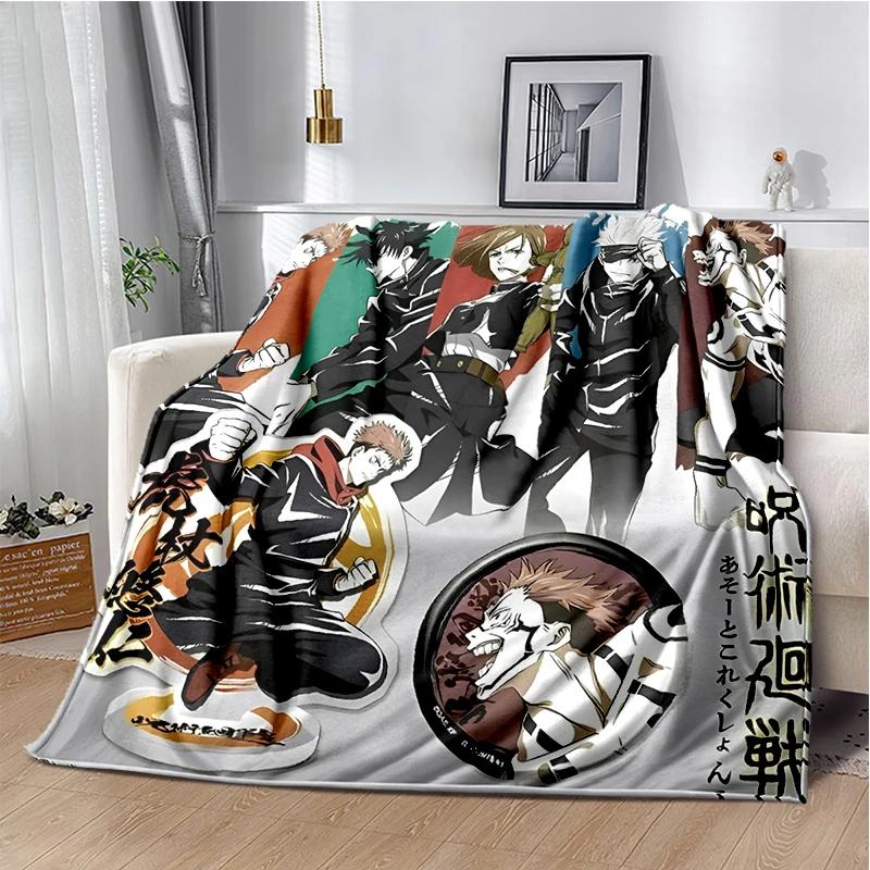 Cartoon Anime Jujutsu Kaisen Throws Blanket Kid Super Soft Blankt for Travel Couch Sofa Picnic Bed Flannel Blanket Birthday Gift