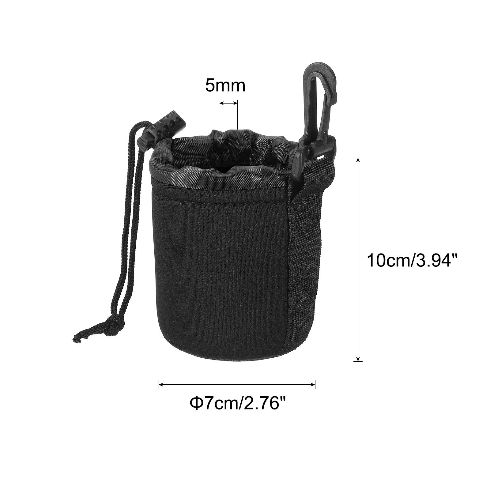 1/2/4Pcs Camera Lens Pouch Bag Drawstring Lens Pouch with Thick Protective Neoprene Waterproof Lens Case for DSLR Camera Black