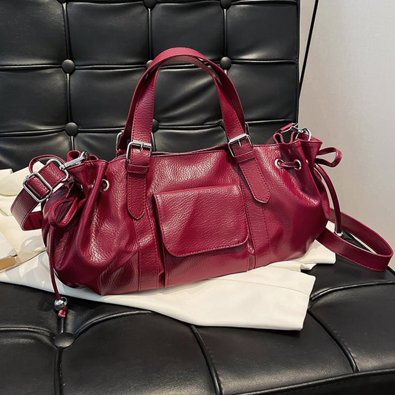 

Дизайнерские сумки-подушки из искусственной кожи для женщин, новая модная простая трендовая женская наплечная сумка кроссбоди 34x12x18cm красный