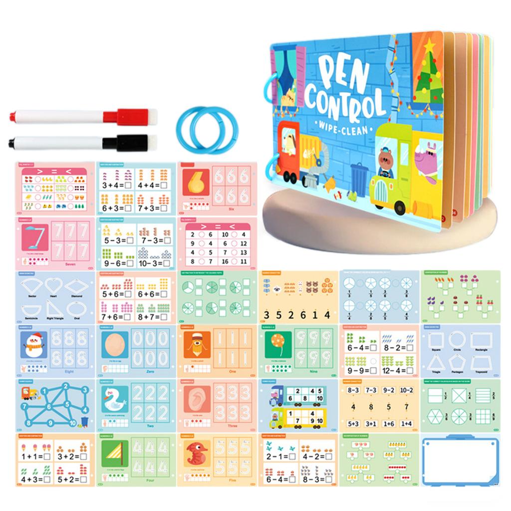 Write Wipe Activity Book Toddler Pen Control Training Book Funny Pen Guide Training Card Book for Children Early Learning