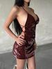 2026 Cross-Border Women's Sexy Spaghetti Strap Sequin Bodycon Backless Dress