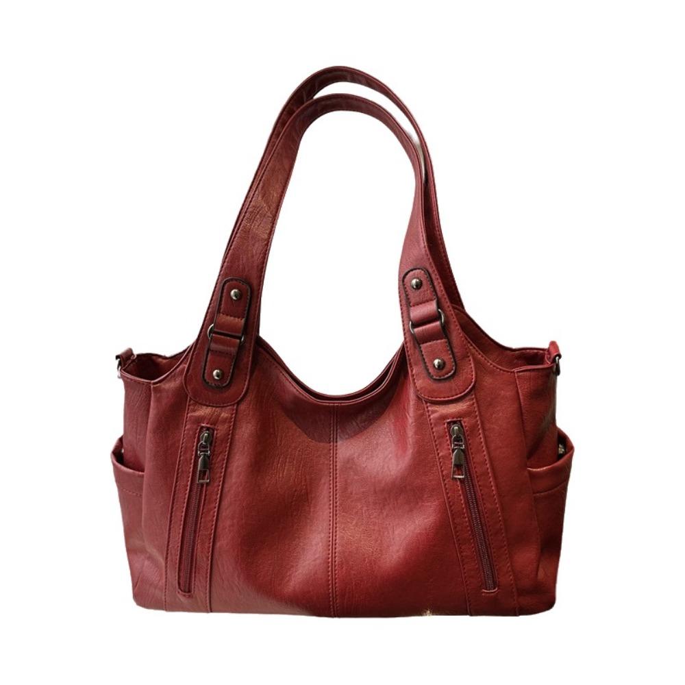 

Ретро PU Сумка через плечо Большой вместимости Подмышечная сумка-тоут Модная сумка для通勤 Ежедневная красный