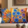 2D Flat Printed Floral Pattern Non-real Embroidery Pillows Polyester Pillowcase, Sofa Decorative Cushion Cov Headboard Pillow