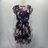 IHUASU Summer Holiday Style Ruffle Short Sleeve Chiffon Printed Rose Dress