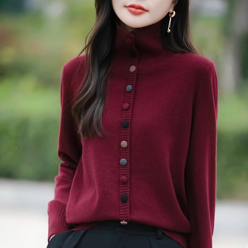 

Женский легкий кардиган из 50% шерсти и 50% шелка Mulberry — универсальный трикотаж на все 4 сезона для комфорта и стиля в любое время года M красный