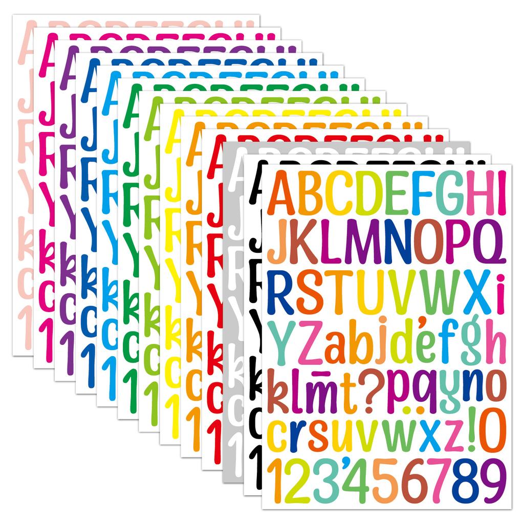 1.5-inch Letter Sticker Multicolor English Alphanumeric Combination Holiday Gift Decoration Waterproof Letter Sticker