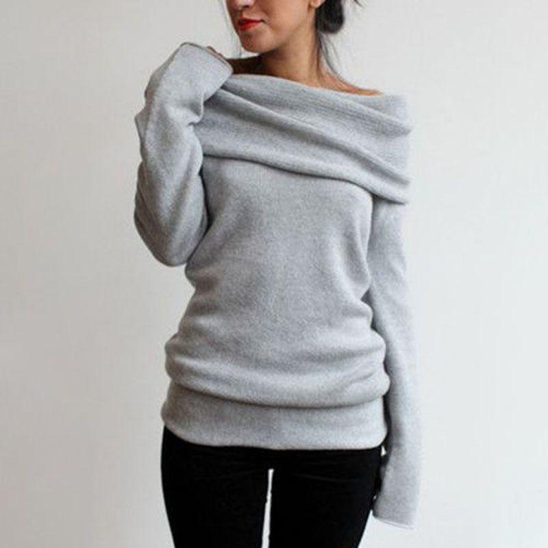 Luxurious Womens Off The Shoulder Sweatshirts Sweater With Timeless Winter Warmth