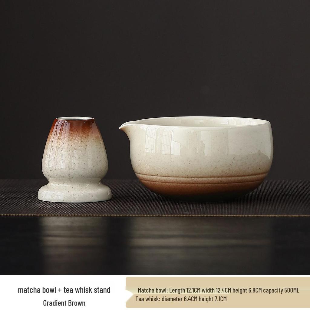 Japanese Matcha Tea Set: Ceramic Bowl & Whisk