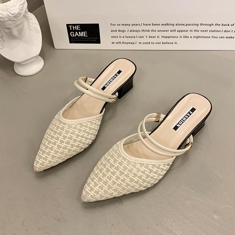 Baotou Sandals for Women Summer Thick Heels, 2024 New Middle Heels for Women, Fairy Style Sandals for Women