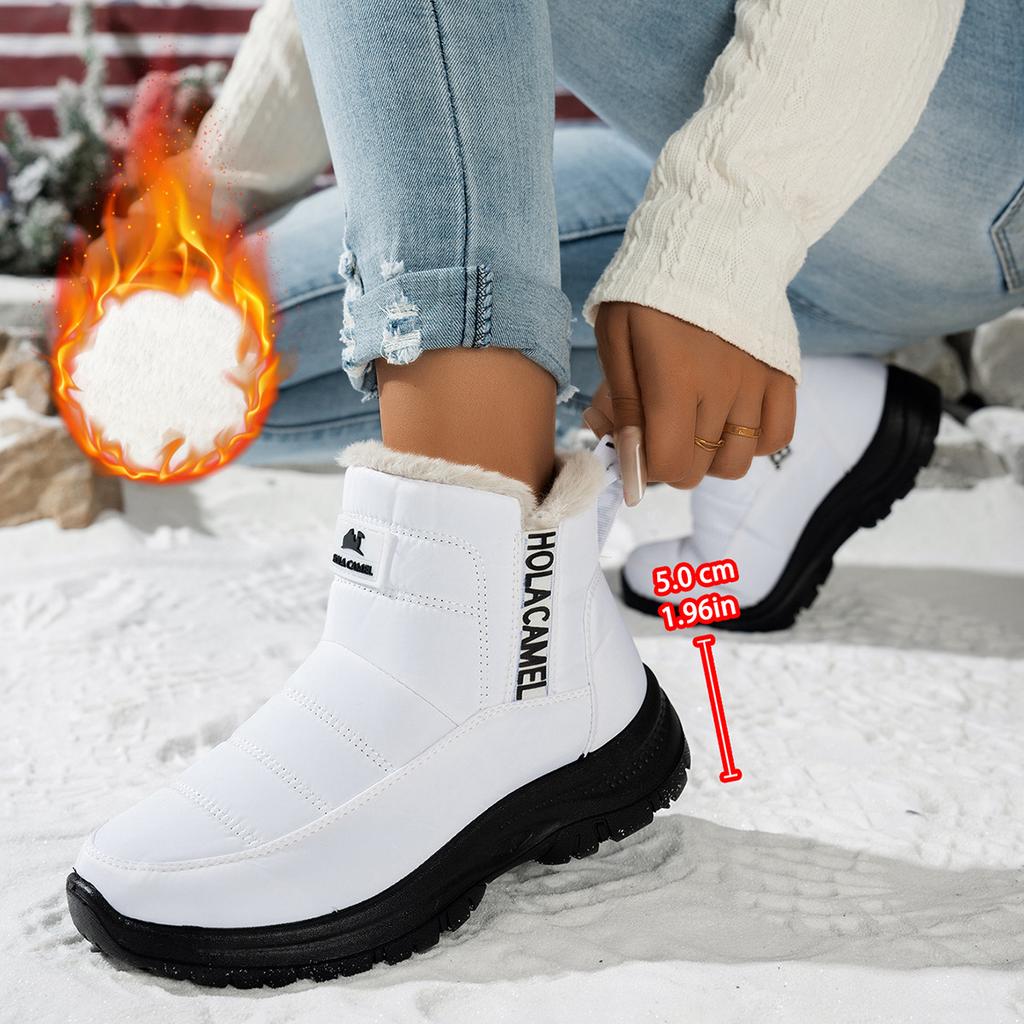 Women's Snow Boots with Thickened Fleece for Warmth, Outdoor Waterproof Women's Shoes, Elastic Mouth Snow Boots