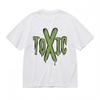 Unisex Warning Sign T-Shirt Bold Toxic Design Melted Lettering White 100% Cotton