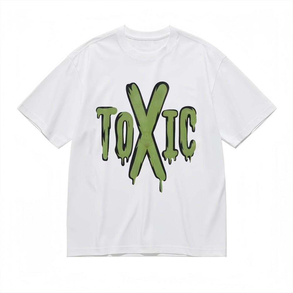 

Unisex Warning Sign T-Shirt Bold Toxic Design Melted Lettering White 100% Cotton 3XL