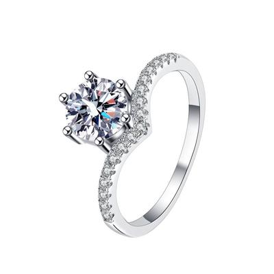 D Color Moissanite 1 Carat Moissanite Ring S925 Sterling Silver Female Ring Princess Engagement Diamond Ring Wedding Ring Gift for Girlfriend