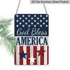 2D Flat Decorative 8×12 Inch Aluminum Plaque Metal Sign | God Bless America Patriotic Star & Stripes Design; Ideal for Patriotic Home & Outdoor Wall