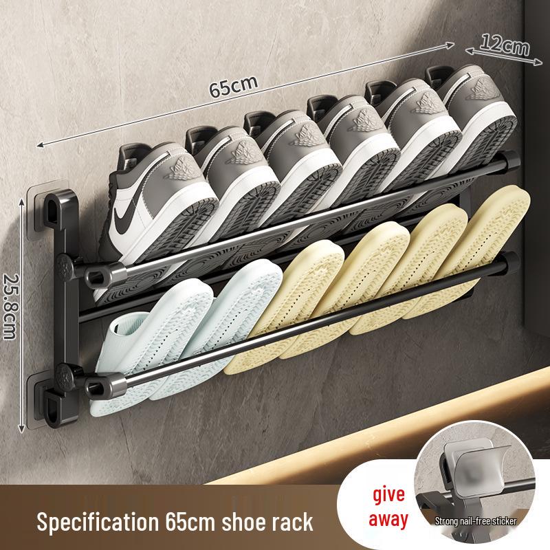 Foldable Wall-Mounted Shoe Rack for Behind-the-Door Storage