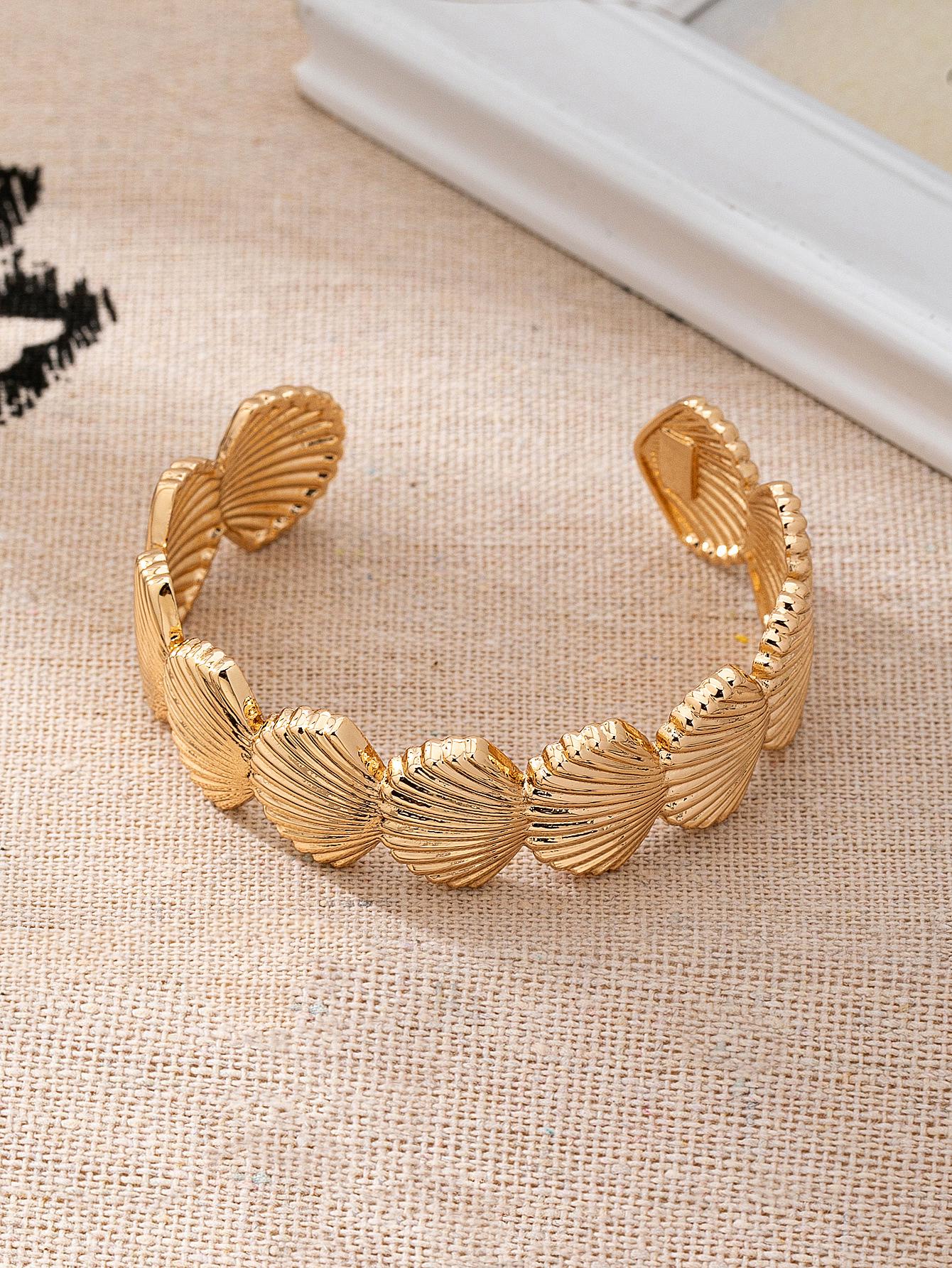 Европейский и американский стильный открытый металлический браслет-манжета золотой