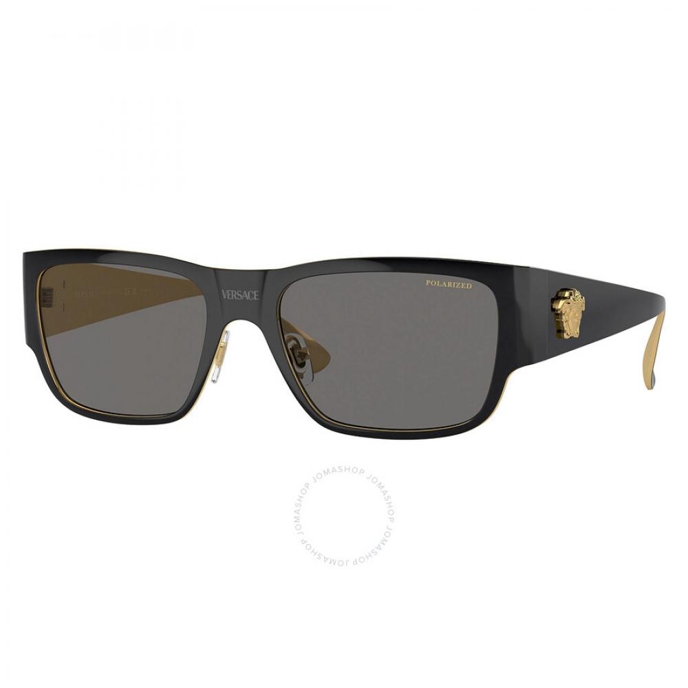 

Versace Polarized Dark Grey Rectangular Men s Sunglasses VE2262 143381 56