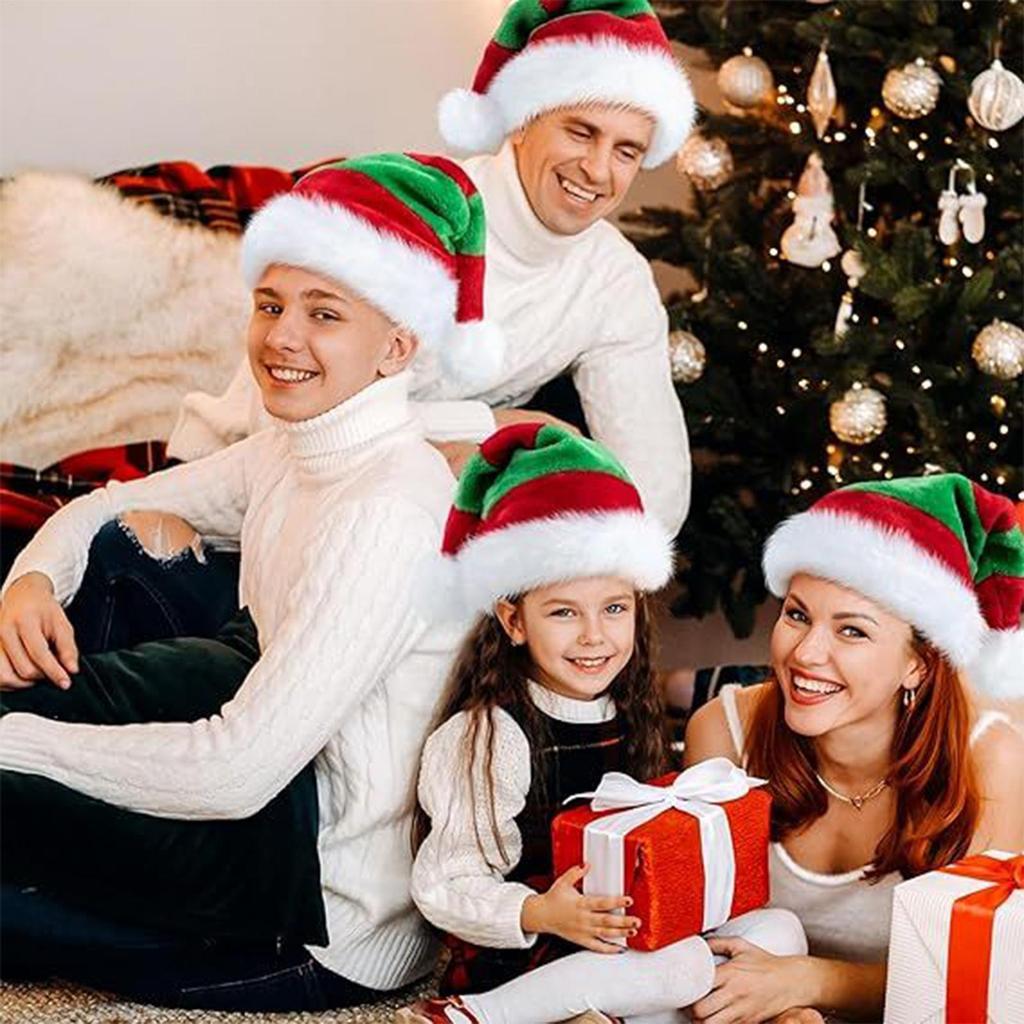 Santa Hat Christmas Red Green Headwear Classic Festive Costume Hats For Adults Men Women Photoshoot Caroling Office Festive