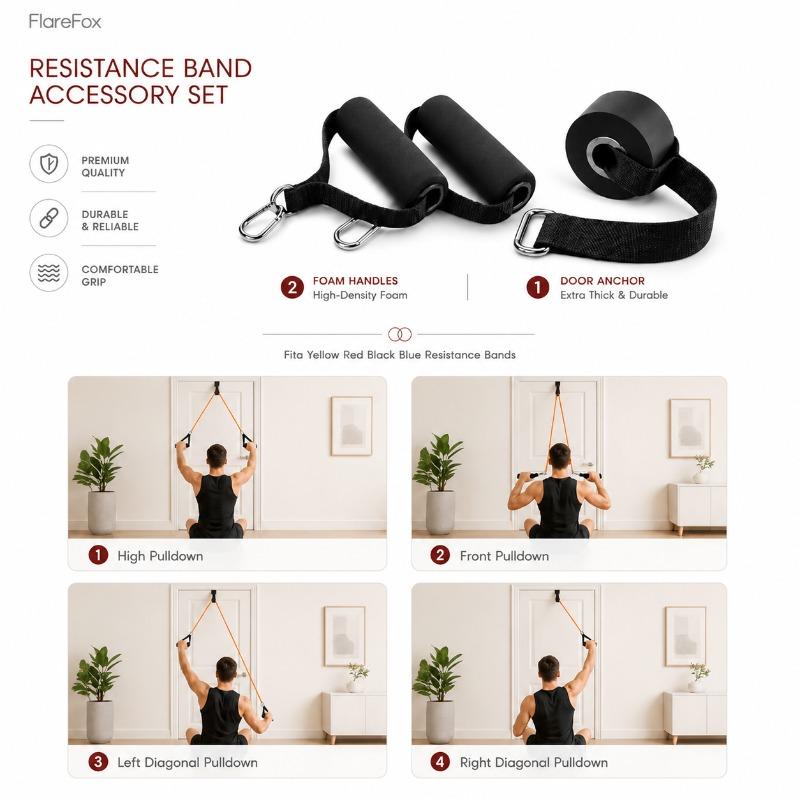 FlareFox Multiple Resistance Bands Set Pull-up Assist Straps Strength Agility Training Handy Gym Equipment for Home CrossFit 3