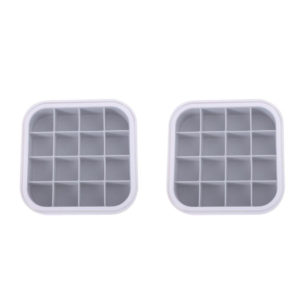 2Pcs 16 Grid Silicone Ice Cube Mold With Lid