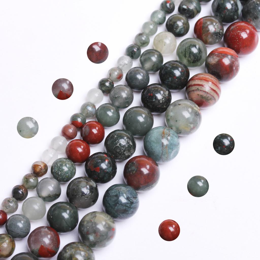 Beads Fashion 4/6/8/10mm African Blood Stone Bracelet Necklace Natural Jewelry Making DIY Accessories Beaded Material Key Chain