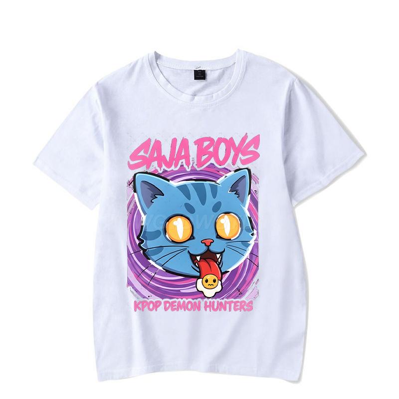 New T-shirt KPop Demon Hunters Cartoon Tiger Short-sleeved Tops Summer Men Women Clothes Anime Graphic Korean Style T-shirt