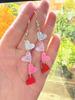 1 Pair Of Heart-Shaped Sweet Pendant Earrings, Valentine'S Day Style Simple And Cute Temperament Ear Accessories