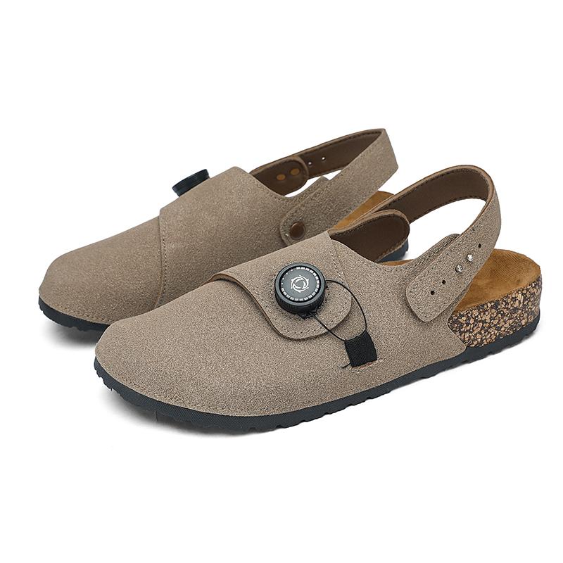 Fashion 2025 New Men's PU Leather Sandals Breathable Soft Sole Slip-On Beach Shoes for Summer Lightweight Walking Sandals Non-Slip Flats