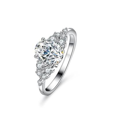 D Color Moissanite Diamond Ring for Women S925 Sterling Silver 1.5 Carat Egg-shaped Dove Egg Wedding Ring Proposal Diamond Ring Gift for Girlfriend