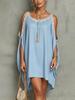 Sommar Ny Ärmlös Bomull Linne Klänning Lös Passform Elegant Trendig Halterneck Camisole Lång Klänning