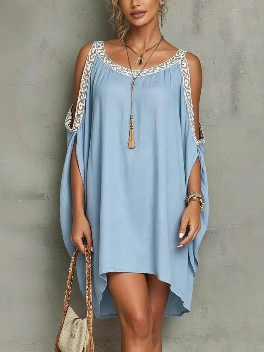 

Summer New Sleeveless Cotton Linen Dress Loose Fit Elegant Trendy Halter Neck Camisole Long Dress S лазурь