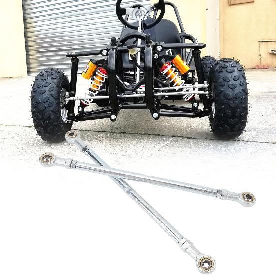 1 Pair 295mm 8mm Steering Tie Rod Kit Fit for Go Kart ATV Racing Cart Steel Alloy High Strength Long Lasting Go Kart Steering Tie Rod Tie Rod End
