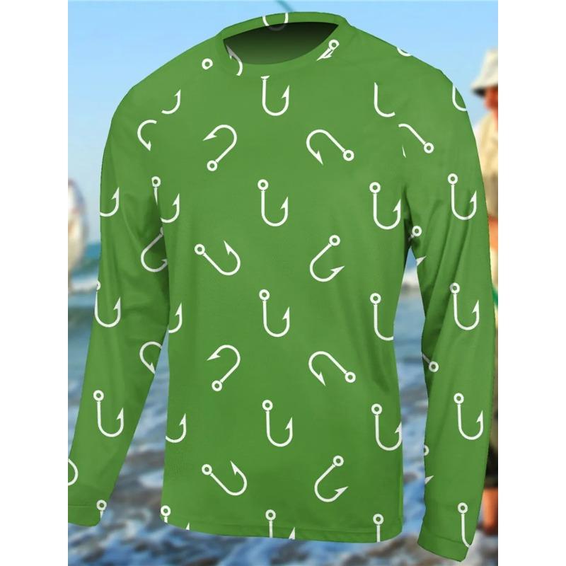 Men's Fishing Shirt Outdoor Long Sleeved UV Protection Breathable Quick Dry Lightweight Sweat Wicking Tops Spring Summer Fishing