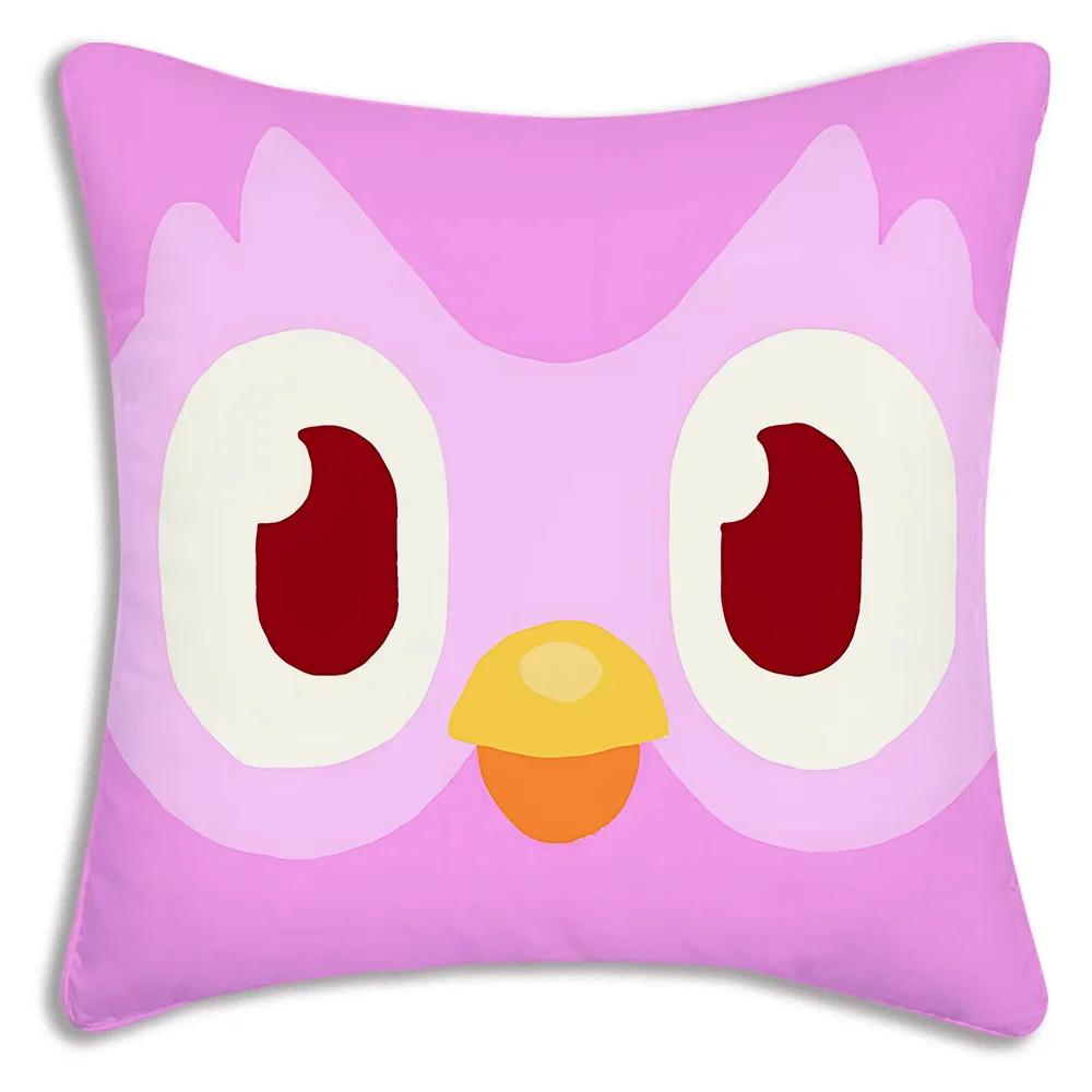 

Наволочки Дуолинго Мультяшные Декоративные для Дивана Домашние Двусторонняя Печать Короткий Плюш Милая Наволочка 40x40cm 16x16in