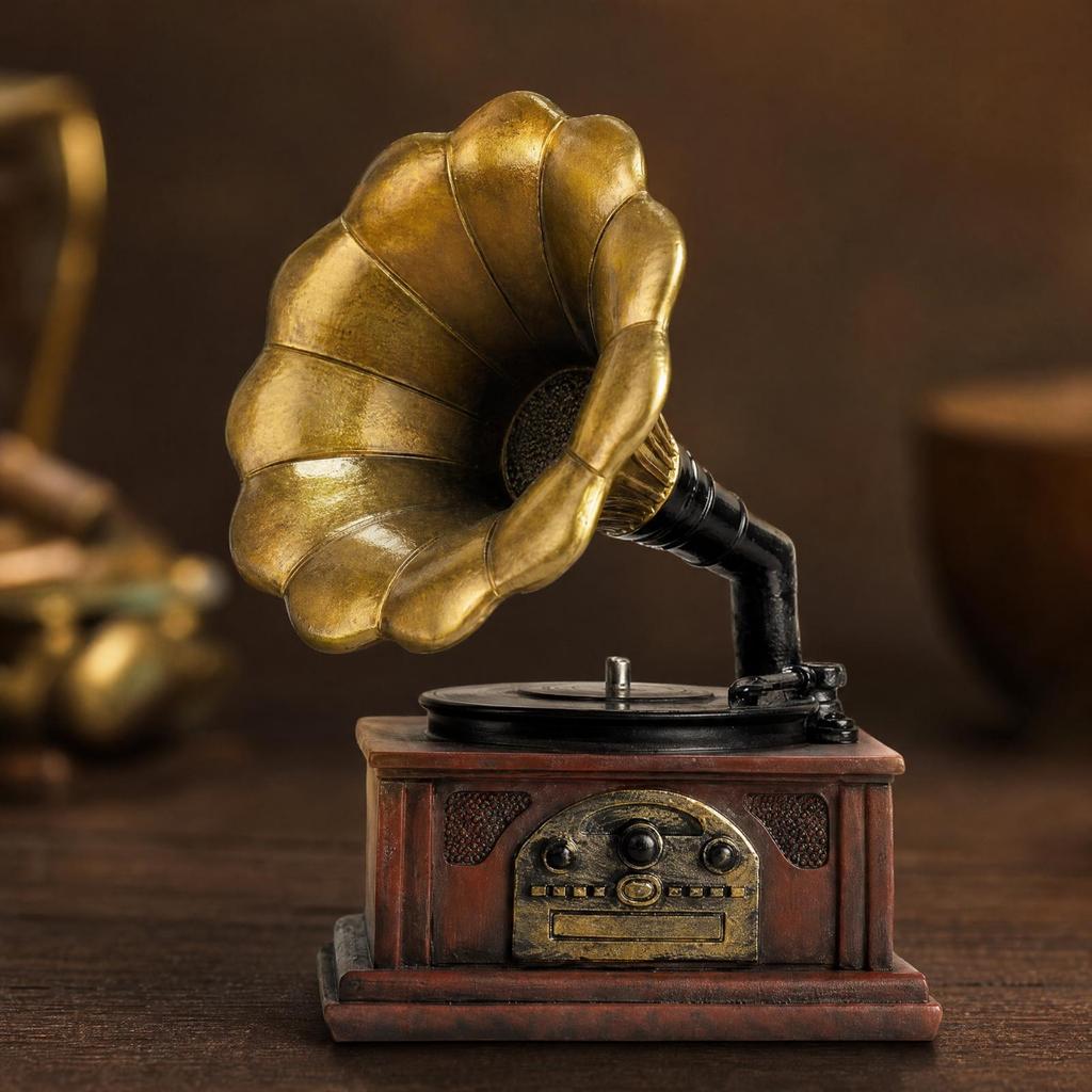 GramophonesStyle Decorative Figurine Desktop Gramophones Ornament Finish Records Player