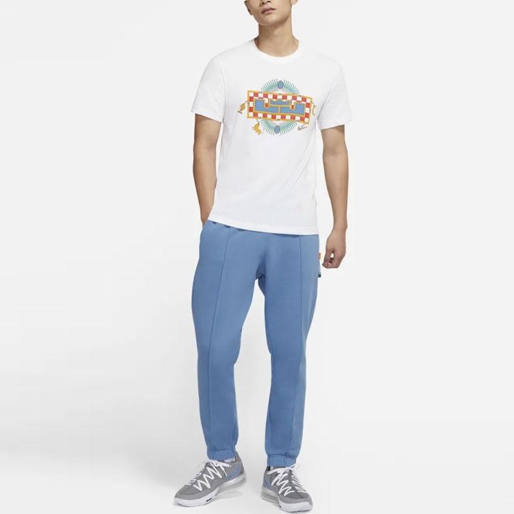 Nike LeBron Pattern Printing Round Neck Short Sleeve White Men's DN2902-100