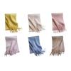 Windproof Warm Neck Scarf Macaron Solid Color Winter Cashmere Shawl Long Wool Tassel Scarf  Women