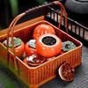 Auspicious Persimmon Ceramic Tea Caddy