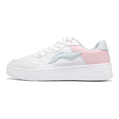 Li Ning Floating Boat Skateboard Shoes Women's Low Top Mist White/Light Pink AGCS420-4