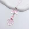 Bowknot Heart Pendant Cellphone Strap Phone Chain Detachable Beaded Phone Lanyard Handmade Keychains for Wallet Bag