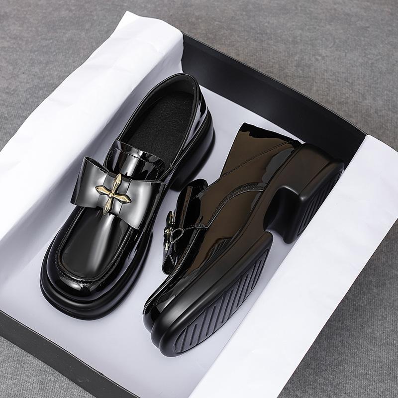 

Туфли на плоской подошве из натуральной кожи Yuexinwang для женской обуви Huizhou, весенние, новые, виноградные, те же, маленькие кожаные туфли, универсальные мокасины на платформе 34 чёрный