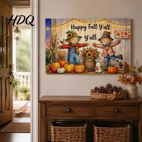 Indoor Outdoor Holiday Party Supplies 70 x 45 Inch Fall Pumpkin Backdrop Autumn Harvest Gnome Reusable Thanksgiving Banner for Home Scarecrow