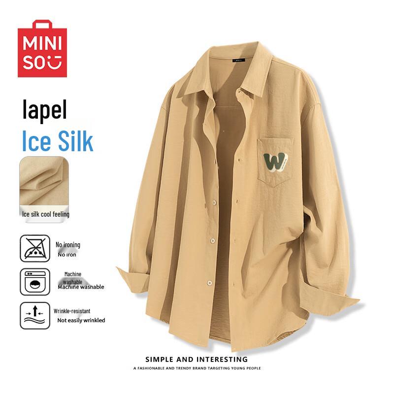 MINISO Men s Ice Silk Cooling Loose Fit Long-Sleeve Shirt 3XL