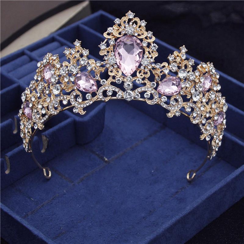 Barokk Nydelig Crystal Brude Tiaraer Dronning Krone Hodeplagg Prinsesse Brud Diadem Ball Bryllup Hår Smykker konkurranse