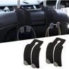 KINIVA Car Seat Headrest Storage Hooks, Set Of 2, Suede PU Leather, Double Hooks (Black)