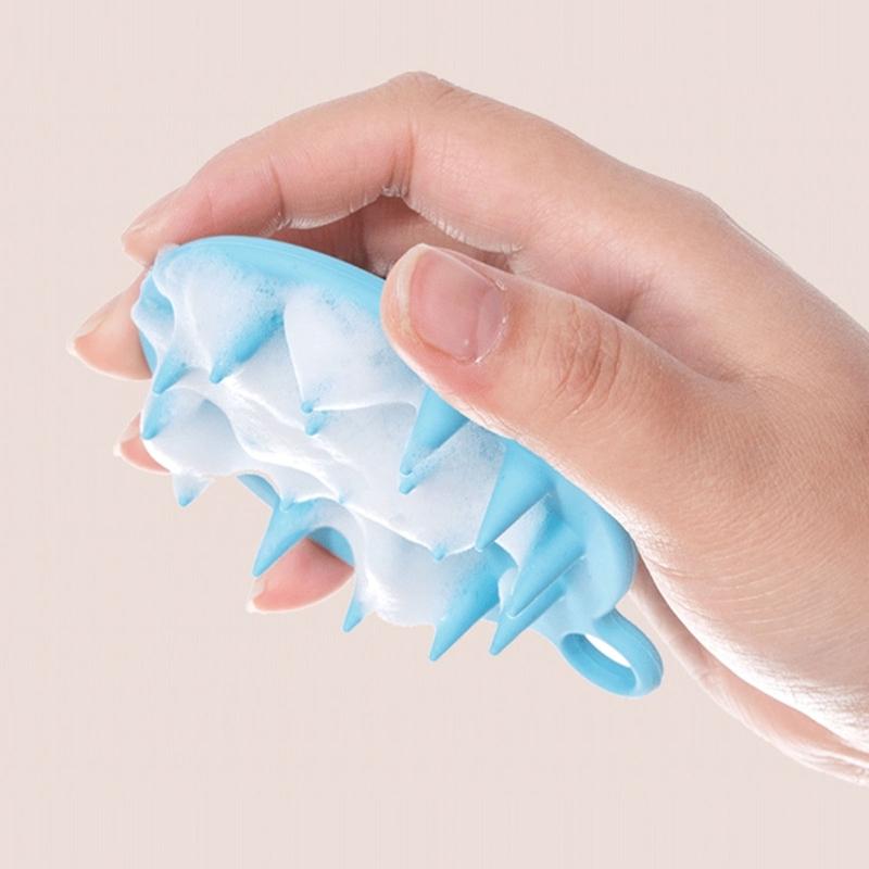 Silicone Scalp Massage Brush Hair Washing Brush Wet and Dry Shampoo Brush Body Scrubber Bath Brush Head Massage Brush